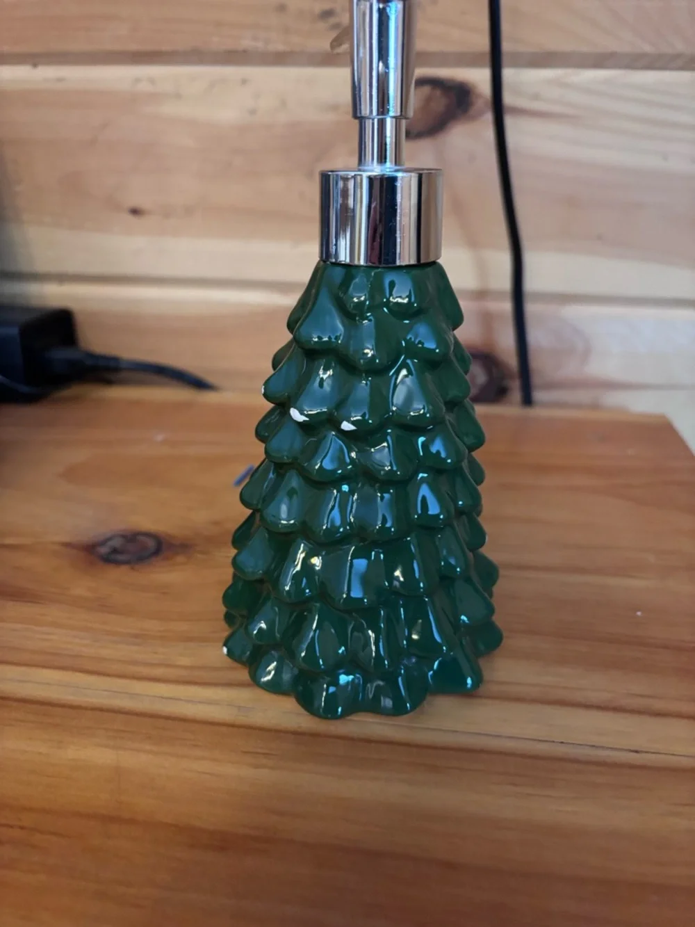 Green Tree-Shaped Ceramic Soap Dispenser